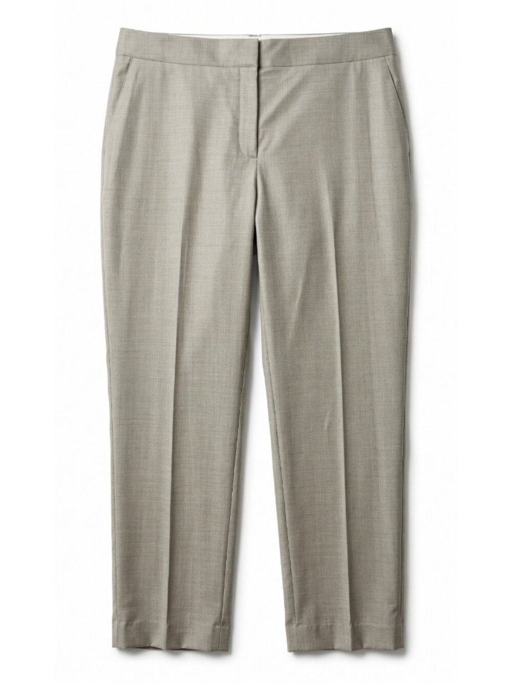 ST JOHN Limestone EMMA Flat Front Straight Leg Wool Silk Dress Pants 12 NWT